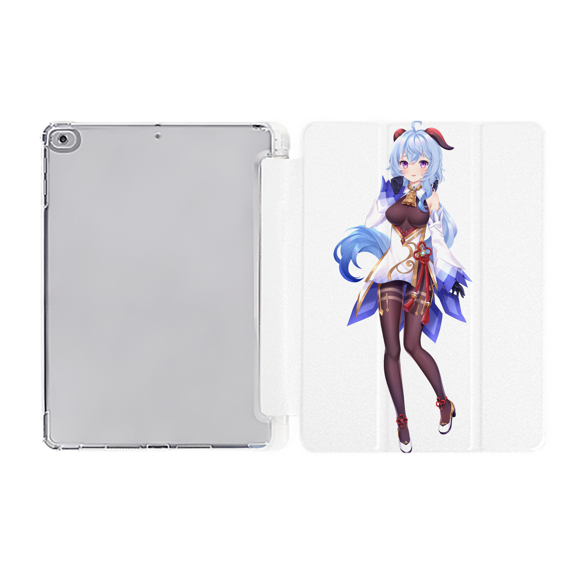 げんし神 甘雨 かんう genshin Ganyu IPad ケース ペン収納付き 三つ折りスタンド PUレザー×シリコン 対応機種9.5/10.5/10.9インチ